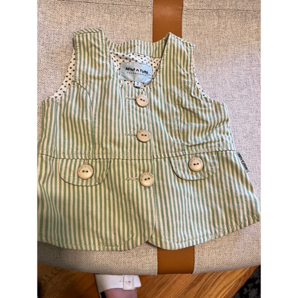 Mini A Ture Copenhagen Seersucker vest, skirt set size 2 - Picture 1 of 6